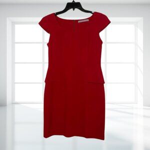 Marc New York Andrew Marc Red Peplum Sheath Dress | Cap Sleeve Party Work Wear